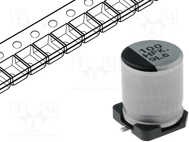 Конденсаторы электр. SMD низкоимпенданс.,PANASONIC,EEEFK1H101P